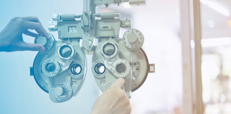 Blue tint on Phoropter for eye test